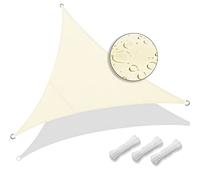VOUNOT® Voile d'ombrage Triangle Imperméable Protection UV 95% en Polyester Résistant et Respirant pour Jardin Terrasse avec Corde 5m Beige