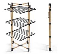 VOUNOT® VOUNOT 3 Level Freestanding Tower Clothesline 69x136x69 cm, Noir