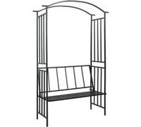 vidaXL Arc de roses avec banc 128x50x207 cm Fer Noir