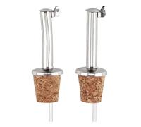 VoxelTek 2 Pièces Becs Verseurs, Une Bouche Droite en Liège Naturel et Couvercle Inox, Bec Droit et Bec Courbé, Verseur d’Huile d’Olive, Vinaigre et Spiritueux, Accessoires Cuisine, Bar et Restaurant