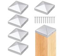 Voxlara 5 Pièces Chapeau Poteau Bois 10x10 cm, Capuchons de Clôture, Capuchons pour Poteaux en Forme de Pyramide, Capuchons de Protection pour Poteaux de Clôture avec Vis et Trous de Fixation
