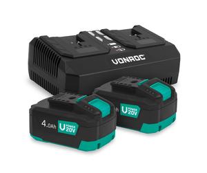 VPower 20V Kit de démarrage | 2x 4.0Ah Batterie & Chargeur rapide double