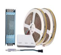 Vrabocry 10M WS2811 COB Lumière de Bande LED Courante d'Eau Courante Simulée, Bande Lumineuse LED à Pixels Blanc Chaud DC24V 360LEDs/m avec Contrôleur RF et Alimentation 24V