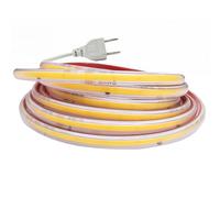 Vrabocry Bande lumineuse LED COB 220 V - 296 LED/M - 5 m - Driver étanche - 10 cm - Peut être découpé - Ruban adhésif flexible - Éclairage linéaire (blanc neutre, 4 m avec prise européenne)