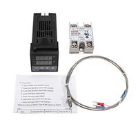 Vroomoto Kit de Régulateur de Température PID Ensemble Régulateur Température Numérique Module Contrôle Thermostat Sortie SSR avec Dissipateur Thermique à Sonde Thermocouple