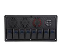 Vroomoto Panneau de Commutation à 8 Gangs, Interrupteur à Bascule, Interrupteur Carling, Panneau de Commande LED, 12 V, 24 V, Double Voltmètre USB, Disjoncteur, Résistant aux