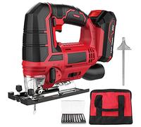 Vroomoto Scie Sauteuse sans Fil 2700 SPM, 4 Réglages Orbitaux, Biseau à | Lames à Tige en T, Bois PVC Métal Aluminium, Pince sans Outil, Lumière LED, Utilisation en Atelier, Outil de Coupe électrique