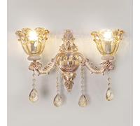 Vrygle Applique Murale Intérieure Vintage: lampe murale Luxe en Alliage de Zinc et en Verre de Cristal, appliques murales avec 3 Températures de Couleur LED pour Chambre, Salon, Ampoule Incluse