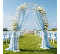 Vrygle Arche de mariage à ballons à 3 niveaux, arche de mariage ronde en métal pour fleurs, décoration de fond pour mariage et fête, blanche 210 × 260 cm