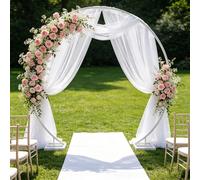 Vrygle Arche de Mariage Métal 2,4 m DIY – Arche Ronde pour Fleurs et Ballons, Pergola de Jardin Décoration Mariage, Fond Photo Événement