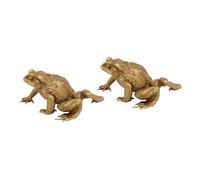 Vryzmo Feng Shui Cuivre Argent de Poche Grenouille Fortune Laiton Crapaud Figurin Pièce Chinoise Métal Artisanat Cadeau 2 Pièces