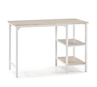 VS Venta-stock Bureau Colón Blanc,Table pour PC, 2 Rayons, Style Industriel, 110 (Long) x 55 (Profond) x 76 (Hauteur) cm
