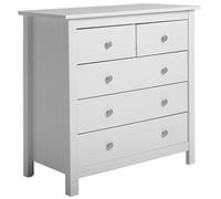 VS Venta-stock Commode 5 tiroirs Blanc, Fabriqué en Bois de pin Massif