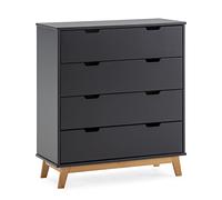 CORINNA Commode de chambre 80 cm - Gris anthracite et décor chêne