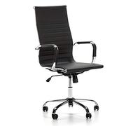 VS Venta-stock Fauteuil de Bureau Londres inclinable Noir, Cuir synthétique, Chaise Executive avec appuie-tête et Coussin rembourré, Hauteur réglable, Design Ergonomique.