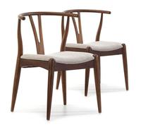 VS Venta-stock Pack 2 chaises Rustic, Couleur Noyer, Bois Massif, 55 cm (Longueur) 54,5 cm (Profondeur) 76 cm (Hauteur)