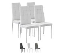 VS Venta-stock Set de 4 chaises Salon Chelsea tapissées Blanc,42 cm (Largeur) x 51 cm (Profondeur) x 97 cm (Hauteur)