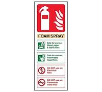 vsafety 11003 AC-R Extincteur Panneau d'identification, mousse, Spray, pas en plastique rigide, Portrait, 75 mm x 200 mm, beige/noir/vert/rouge