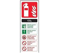 vsafety 11004 aj-s Panneau extincteur, carte d'identité de CO2, autocollant, Portrait, 100 mm x 280 mm, noir/vert/rouge