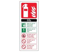 Vsafety 11004AJ-R Plaque signalant un extincteur en anglais CO2 ID Noir/vert/rouge 100 mm x 280 mm