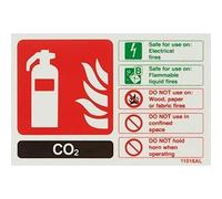 vsafety 11016 Panneau al-g Extincteur, carte d'identité de CO2, Glow in the Dark 1 mm en plastique, paysage, 150 mm x 100 mm, noir/vert/rouge