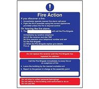 vsafety 12008 an-r Panneau Fire Action, Si vous Découvrez une Fire/l'écoute, alarme, en plastique rigide, Portrait, 150 mm x 200 mm, bleu/rouge