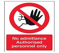 vsafety 52018 an-r "Pas d'admission d'accès authorised personnel Only/main « L'Interdiction Panneau, en plastique rigide, Portrait, 150 mm x 200 mm, noir/rouge