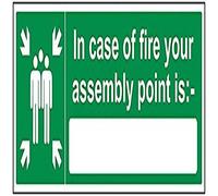VSafety In Case Of Fire Your Assembly Point Is : Panneau en plastique rigide 600 mm x 200 mm 1 mm