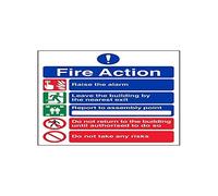 VSafety Panneau « General Fire Action 5 Message Risks » - Portrait - 200 mm x 300 mm - Plastique rigide de 2 mm