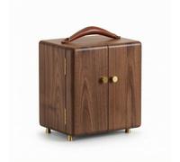Vseutiac Boîte à Bijoux Rotative Organisateur Coffret Armoire Cabane Double Face en Noyer avec Porte Vitrée Tiroirs Intérieurs et Présentoir à Bagues Intérieur