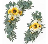 Vseutiac Simulation Bouquet Bouquet Artificiel Guirlande Florale Composition Fleurs Fausse Décoration en Soie Longue Durée et Réutilisable sans Suitable pour, Tournesol