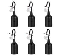 vsshe 6 Pièces Douille de Lampe E27 Support D'ampoul, 4A 250V avec Câble, Douilles de Chantier Rénovation, 60W Douille de Rechange pour Ampoules à Incandescence et Ampoules LED ou Industrie, Noir