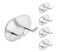 vsshe Crochet Adhesif Mural, 5 Pcs Porte Serviette Salle de Bain, Accroche Torchon Cuisine en Acier Inox, Porte Manteau Adhésif, Attache Murale Sans Percer, Crochet Autocollant pour Cuisine Salon