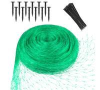 vsshe Filet Anti Oiseaux, 4x12m Vert Filets pour Jardin, Mailles de 20x20 mm Plante Filet de Protection avec Clous Plastique et Serre-Câbles, pour verger, Potager, étang à Poissons, Arbre Fruitier