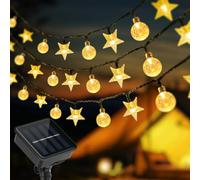 vsshe Lampes Solaires d'Extérieur pour Jardin, 12 m, 100 LED, Étanches IP65, 8 Modes d'Éclairage, Guirlande Lumineuse Boules de Cristal et Étoiles pour Terrasse, Jardin, Décoration de Paysage, Noël