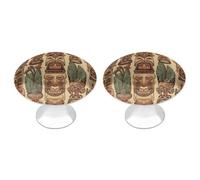 VstaDank Aloha Tiki Lot de 2 boutons d'armoire ronds vintage en acier inoxydable pour commode, placard, porte de placard