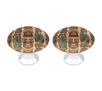 VstaDank Aloha Tiki Lot de 2 boutons de tiroir ronds vintage en acier inoxydable pour armoire de salle de bain