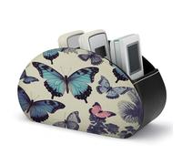 VstaDank Beau support de télécommande papillon avec 5 compartiments en cuir synthétique pour télécommande de bureau, boîte de rangement pour la maison, le bureau, la table de chevet