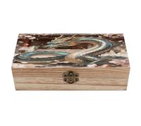VstaDank Boîte de rangement en bois avec couvercle à charnière en forme de dragon oriental - Superbe boîte à souvenirs vintage en bois - Organisateur de bijoux - Cadeau unique