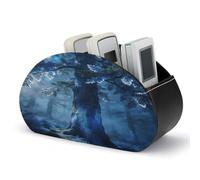 VstaDank Forest Tree Support de télécommande en cuir tendance pour télécommande TV Boîte de rangement antidérapante pour bureau multifonction avec 5 compartiments