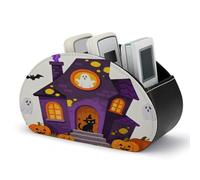 VstaDank Haunted Mansion Support de télécommande en cuir tendance pour télécommande TV Boîte de rangement antidérapante pour bureau multifonction avec 5 compartiments