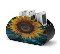 VstaDank Le plus beau support de télécommande en forme de tournesol avec 5 compartiments en cuir synthétique pour la maison et la table de chevet