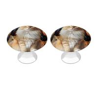 VstaDank Lot de 2 boutons d'armoire ronds en forme de chat avec vis en alliage d'aluminium - Quincaillerie moderne pour tiroirs de commode