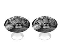 VstaDank Lot de 2 boutons de tiroir ronds en acier inoxydable avec motif tigre noir et blanc