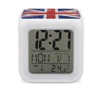 VstaDank Réveil drapeau britannique avec 7 horloges numériques à changement de couleur pour chambre à coucher, horloges d'entraînement au sommeil avec grand écran pour bureau, cuisine, salon