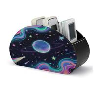 VstaDank Starry Cosmos Support de télécommande avec 5 compartiments en cuir PU pour télécommande TV Organiseur de bureau Boîte à télécommande pour contrôleur multimédia Fournitures de bureau