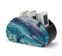 VstaDank Support de télécommande Cool Dolphin avec 5 compartiments en cuir synthétique pour télécommande TV, organiseur de bureau, boîte à distance pour contrôleurs multimédias, fournitures de bureau
