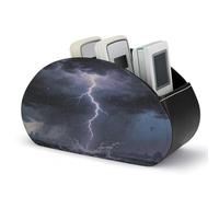 VstaDank Support de télécommande en cuir avec 5 compartiments Cloud Burst - Boîte de rangement pour télécommande TV - Organiseur de bureau pour lecteur multimédia, chauffage, contrôleur, fournitures