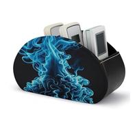 VstaDank Support de télécommande en cuir avec 5 compartiments - Flamme bleue - Boîte de rangement pour télécommande TV - Organiseur de bureau pour lecteur multimédia, chauffage, contrôleur