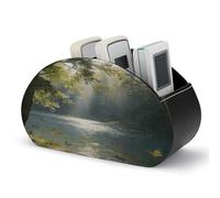 VstaDank Support de télécommande en cuir pour peinture à l'aquarelle - Boîte de rangement antidérapante - Boîte de rangement multifonction avec 5 compartiments